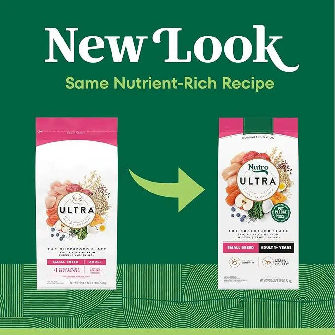 Nutro Ultra Adult Small Breed Dry Dog Food, Chicken, Lamb and Salmon Protein Trio, 8 lb. Bag - PAWPICO