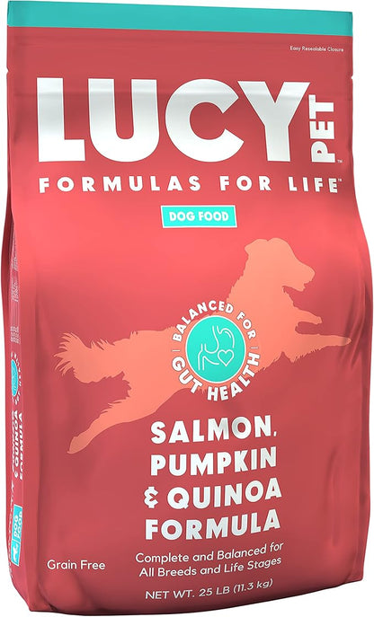 Lucy Pet Formulas for Life Salmon, Pumpkin, & Quinoa Dry Dog Food, All Life Stages, Digestive Health, Sensitive Stomach & Skin, 25lb bag - PAWPICO