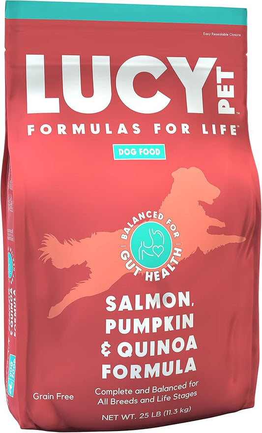 Lucy Pet Formulas for Life Salmon, Pumpkin, & Quinoa Dry Dog Food, All Life Stages, Digestive Health, Sensitive Stomach & Skin, 25lb bag - PAWPICO