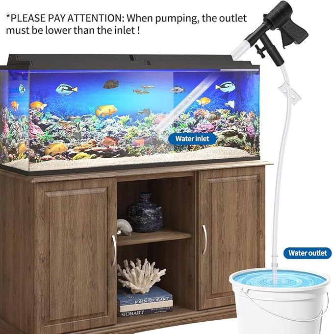 Aquarium Gravel Cleaner, Quick Water Changer, Gravel Vacuum for Aquarium with Air-Pressing Button, Fish Tank Cleaner, Vacuum Gravel Cleaner Kit for Water Changing Sand Washing Fish Tank Cleaning Brush SVECKE