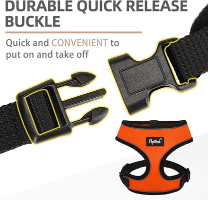 PUPTECK Soft Mesh Dog Harness and Leash Set Pet Puppy Cat Comfort Padded Vest No Pull Harnesses, Solid Orange, M PUPTECK
