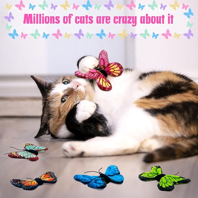 Catnip Toys for Indoor Cats, 5 Pack Butterfly Catnip Toys with Crinkle, Cat Toys for Indoor Cats & Kitten & Kitty - PAWPICO