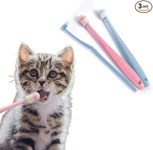 YMPEKA 3Pack Small Dog Toothbrush Cat Tooth Brush Brushing Kit pet Toothbrush Cat Dental Care,Deep Clean Acne Chin Treatment Suction Cup 360 Degree Silicone pet Toothbrush, for Cats Dogs YMPEKA