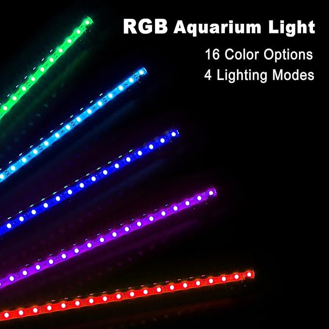 GreenSun Fish Tank Aquarium Light: Submersible Led Lamp - 15 Inch Waterproof Strip Spotlight with APP Control GreenSun