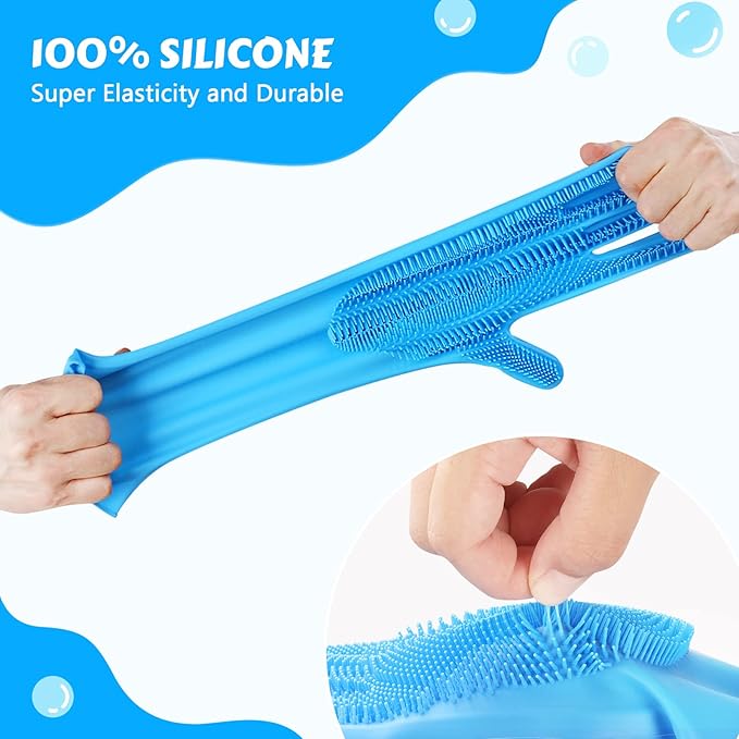 Pecute Pet Grooming Gloves 2 Pairs - Heat Resistant Silicone Gloves with High-Density Teeth and Enhanced Five Finger Design for Bathing and Massaging Pets - PAWPICO