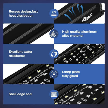 AQQA Aquarium Light,Remote Control Fish Tank Light,DIY Infinitely Adjustable Light Color,10 Light Brightnesses,2 Full Spectrum Lights,9 Dynamic Light Modes for Freshwater (45W) AQQA