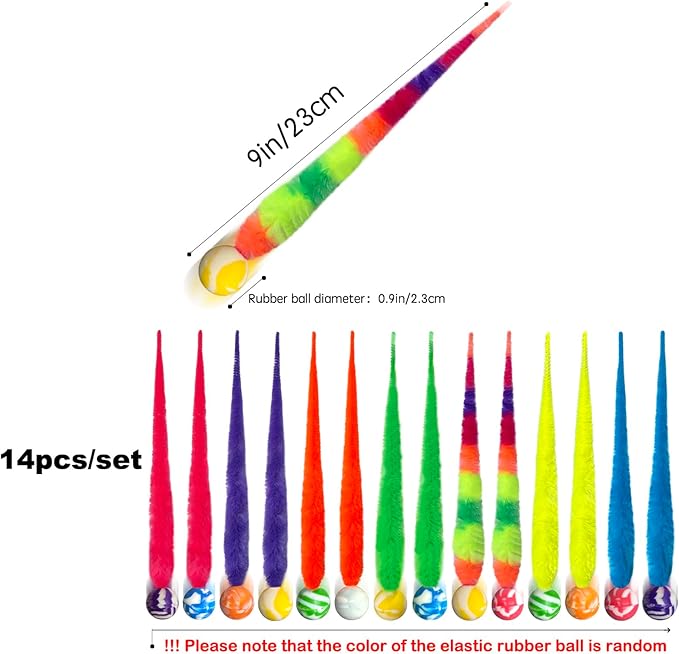 AcceLeah Cat Worm Toy Refills Cats Teaser Toys Wand Replacement,Cat Worms and Dragonfly Refill,Cat Wand Toy Assorted Teaser Refills with Bell (14 Pcs) - PAWPICO