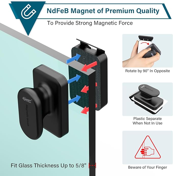 hygger Aquarium Magnetic Glass Cleaner, Algae Scraper for Fish Tank Cleaning with Two Detachable Blade, Magnet Floating Design Scrubbing Brush hygger