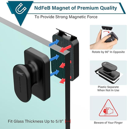 hygger Aquarium Magnetic Glass Cleaner, Algae Scraper for Fish Tank Cleaning with Two Detachable Blade, Magnet Floating Design Scrubbing Brush hygger