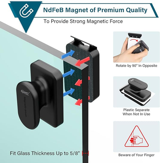 hygger Aquarium Magnetic Glass Cleaner, Algae Scraper for Fish Tank Cleaning with Two Detachable Blade, Magnet Floating Design Scrubbing Brush hygger