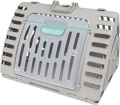 SportPet Designs Foldable Travel Cat Carrier - Front Door Plastic Collapsible Carrier Collection, Waterproof Bed - PAWPICO