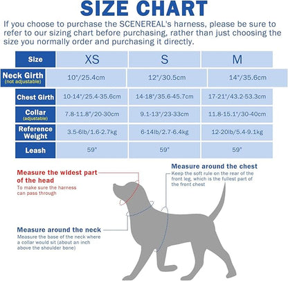 SCENEREAL Small Dog Harness Collar and Leash Set, Adjustable No Pull Pet Harnesses, No Chock Soft Mesh Step in Vest for Doggie Puppy Medium Dogs Cats Girl or Boy,Chihuahua, Yorkie, Outdoor Walking SCENEREAL