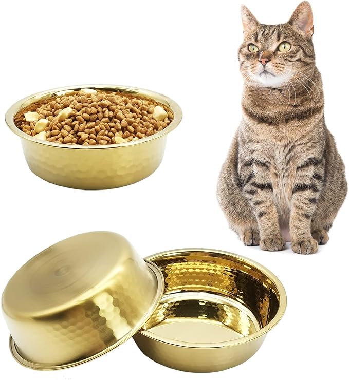 kathson 3pcs Premium Stainless Steel Dog Bowls, Hammered Thickened Metal Dog Bowl Feeding or Water Bowls for Small/Meidum/Large Sized Dogs&Cats Stackable Metal Cat Bowl Dishwasher Safe 5.5 Dia. - PAWPICO