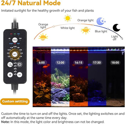 hygger 14W LED Aquarium Light, 12-18 Inch Fish Tank Light with Timer Auto On/Off, Sunrise Sunset Mode, Adjustable Brightness and Colors, Full Spectrum Light with Extendable Brackets for Freshwater hygger