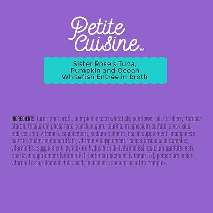 Petite Cuisine Grain Free Wet Cat Food, Sister Rose's Tuna, Pumpkin & Ocean Whitefish, 24 cans 2.8 oz - PAWPICO