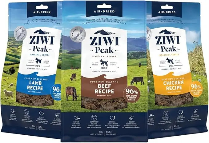 Bundle of ZIWI Peak Air-Dried Dog Food – All Natural, High Protein, Grain Free and Limited Ingredient with Superfoods (Beef, 16oz + Lamb, 16oz + Chicken, 16oz) - PAWPICO