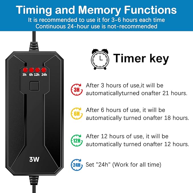 TAISHAN Aquarium Clean Light，3W Mini Algae Removal Light with Timer,Aquarium Water Clean Green Clear Waterproof Clean Light for Fish Tank,Pond,Swimming Pool TAISHAN