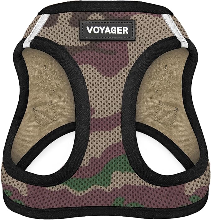 Voyager Step-in Air Dog Harness - All Weather Mesh, Reflective, No Pull Harness for Small, Medium Dogs, Cats - Secure with Hook & Loop Fastener, Buckle, Double D-Rings - Army/Black Trim, M BestPetSuppliesLLC
