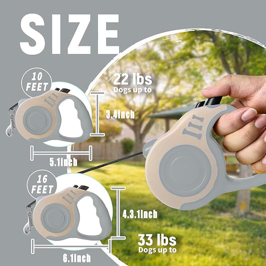 Retractable Dog Leash Automatic Telescopic Tractor Dog Tape, Pet Tape 10/16 FT Durable and Convenient, with Non-Slip Handle, Suitable for Small and Medium-Sized Dogs LIEVUIKEN