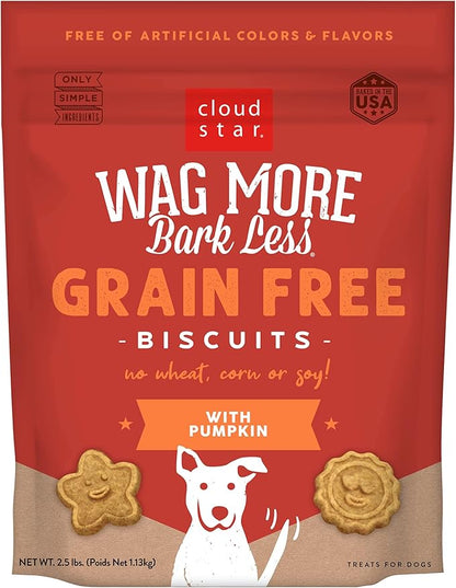 Cloud Star Wag More Bark Less Crunchy Grain Free Dog Treats, Pumpkin, 2.5 lb. Pouch - PAWPICO
