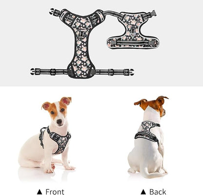 Timos Dog Harness, No-Pull Pet Harness with 2 Leash Clips, Adjustable Soft Padded Dog Vest, Reflective Outdoor Pet Oxford Vest with Easy Control Handle Timos