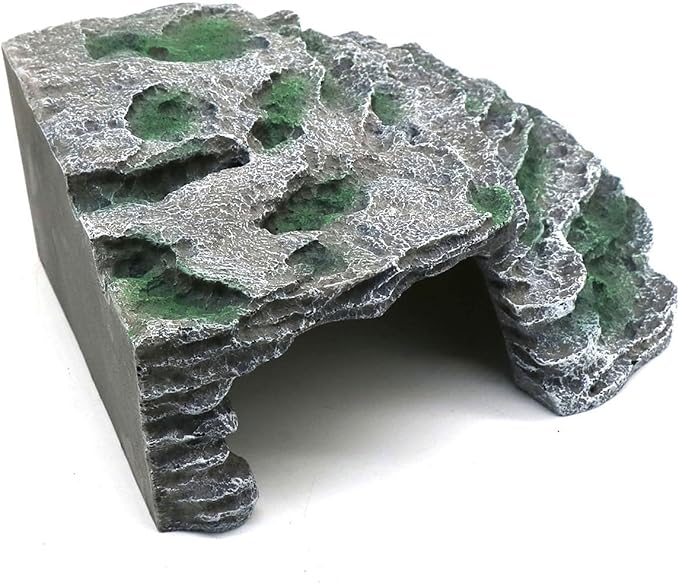 Large Reptile Hide Shale Scape Step Ledge, Reptile Cave Hideout, Bearded Dragons Accessories, Basking Rocks for Bearded Dragons (Large-B-11.8 * 9.8 * 5.3) relaqcc