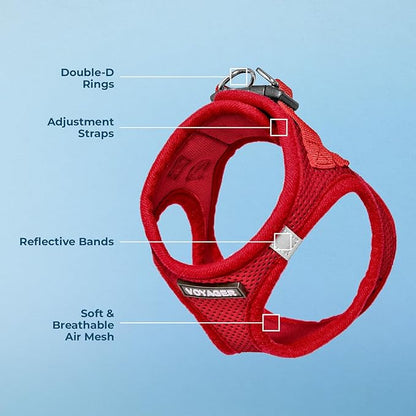 Voyager Step-In Air Dog Harness - All Weather Mesh, Reflective, No Pull Harness for Small, Medium Dogs, Cats - Secure with Hook & Loop Fastener, Buckle, Double D-Rings - Red, XXXS BestPetSuppliesLLC