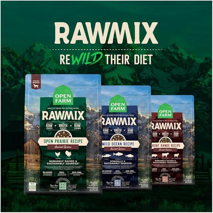 Open Farm RawMix Ancient Grains Prairie Recipe for Dogs, Includes Kibble, Bone Broth, and Freeze Dried Raw, Inspired by The Wild, Humanely Raised Protein and Non-GMO Fruits and Veggies, 3.5 lb - PAWPICO