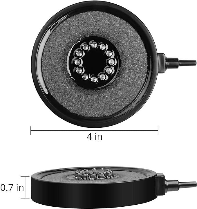 NICREW Multi-Colored Aquarium LED Bubbler Stone Disk, Fish Tank Bubbler with Auto Color Changing LEDs NICREW