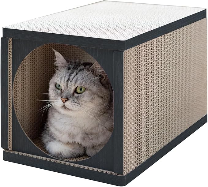 Cat Scratcher Tunnel, cardboard cat house, scratching post for Indoor cats, 360 degree comfort, durable design, odor-free, easy assembly, perfect for playful kittens and adult cats, blackwood - PAWPICO