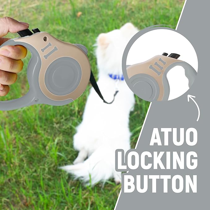 Retractable Dog Leash Automatic Telescopic Tractor Dog Tape, Pet Tape 10/16 FT Durable and Convenient, with Folding Bowl, Dispenser, Rubbish Bags, Suitable for Small and Medium Dogs LIEVUIKEN