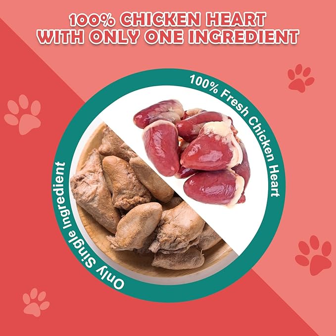 Chicken Hearts Dog Treats - Freeze Dried Chicken Heart Cat Treats Single Ingredient All Natural High Protein Pet Treats（3.5OZ） - PAWPICO
