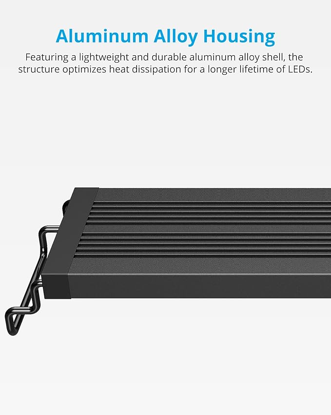 NICREW SkyLED Plus Aquarium Plant Light, Freshwater Fish Tank Light with Ramp Up and Dim Down, Spectrum Adjustable and Lighting Schedule Programmable with Controller, 18-24 Inches, 18 Watts NICREW