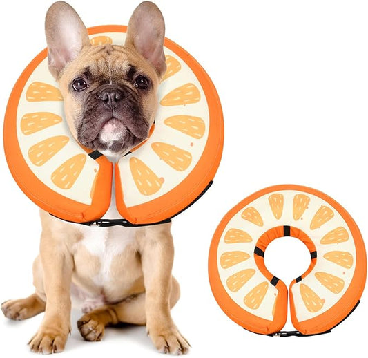 Dog Cone Collar for Small Medium Large Dogs for After Surgery, Pet Inflatable Neck Donut Collar Soft Protective Recovery Cone for Dogs and Cats - Alternative E Collar Does not Block Vision Orange,M MIDOG