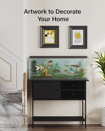 Fish Tank Stand 40 Gallon: Sturdy Aquarium Stand with Accessories Storage - Metal Tank Stands Table for 40-50 Gallon Reptile Breeder Turtle Terrarium - 36.6"x18.8" Weight Capacity 660 lbs FILKO