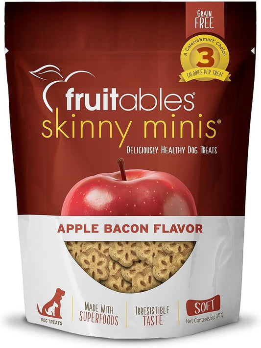 Fruitables Skinny Mini Dog Treats – Healthy Treats for Dogs – Low Calorie Training Treats – Free of Wheat, Corn and Soy – Apple Bacon – 5 Ounces - PAWPICO