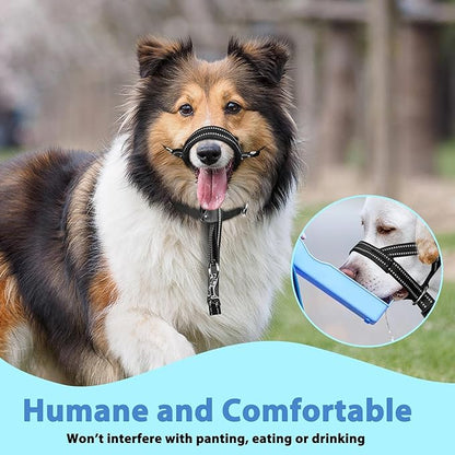 BARKLESS Soft Dog Head Collar, Padded No Pull Head Halter, Training Nose Leash with Safety Link for Medium Large Dogs, Adjustable Muzzle Leash, Easy Control for Walking Barkless