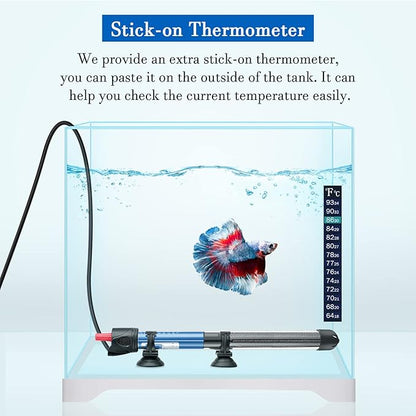 Hitop 25W/50W/100W/300W Adjustable Aquarium Heater, Submersible Glass Water Heater for 5 – 70 Gallon Fish Tank (300W) FEDOUR