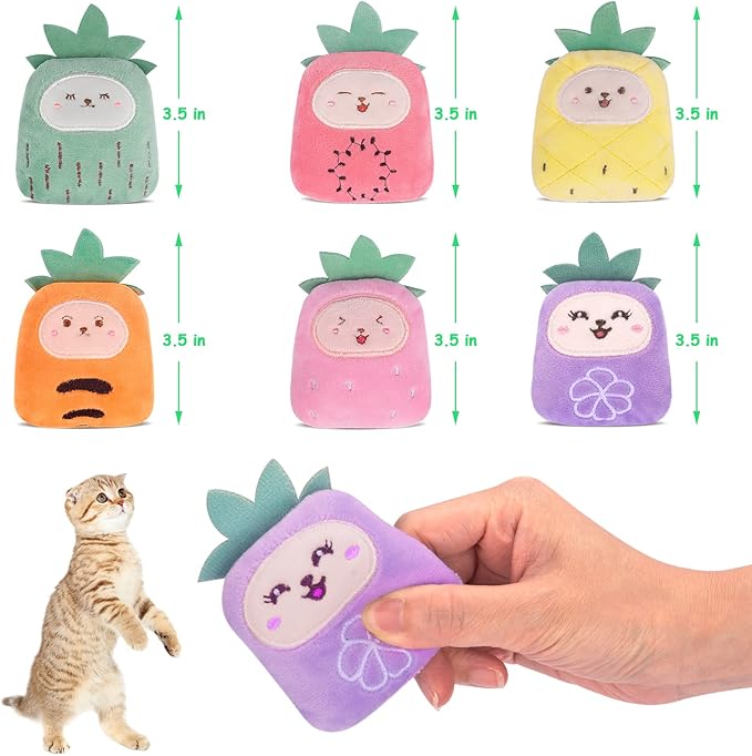 Catnip Toys, Catnip Toys for Cats, Cat Toys with Catnip, Cat Toys for Indoor Cats Kittens, Cat Chew Toy, Cat Pillow Toys for Teeth Cleaning Playing, 6 Pack - PAWPICO