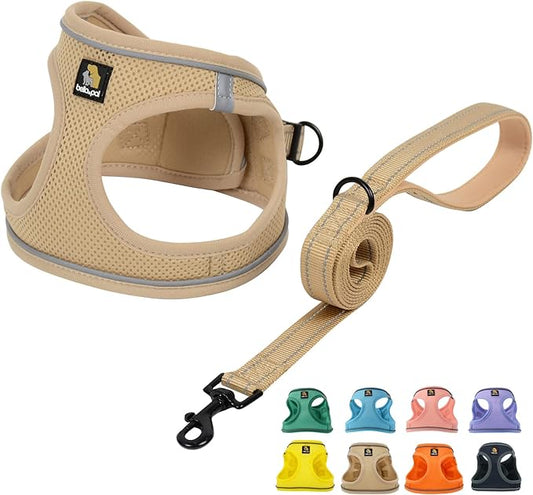 BELLA & PAL Puppy Harness with Leash Set, Dog Harness for Small Dogs No Pull, Dog Leash for Small Dogs, Step in Harness for Extra Small Dogs, Khaki Harness, XS BELLAPAL