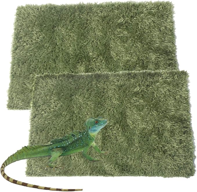kathson 2 PCS Reptile Carpet Mat Terrarium Bedding Substrate Liner Mat Imitation Rainforest Crawler Mats for Snakes Bearded Dragon Gecko Chameleon Turtles Iguana（23.62 X 15.74 in） kathson