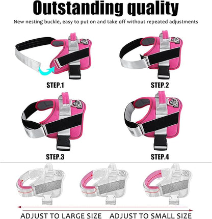 Bolux Dog Harness, No-Pull Reflective Dog Vest, Breathable Adjustable Pet Harness with Handle for Outdoor Walking - No More Pulling, Tugging or Choking (Fuchsia, XX-Large (Pack of 1)) Bolux