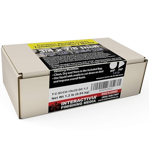 3/4” x 7/8” Straight Cut Cones - General Purpose Formula Tumbling Or Vibratory Media 1.2 lbs/0.54 kg Includes a (Clean, Dry and Store) Bag for use in Vibrating Tumbler Or Rotating Tumbler InteractiviaFinishingMedia