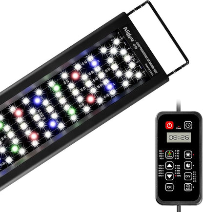 Advanced 7-Row LED Aquarium Light, Easy Setup Controller, Auto On Off Full Spectrum Fish Tank Light, 24/7 Lighting Cycle, 8 Colors, 10 Level Dimming, 40W for 30"-36" Freshwater Planted Tank Alidou