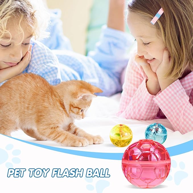 Frienda 4 Pieces Ghost Hunting Cat Ball Motion Light Up Cat Balls LED Motion Activated Cat Ball Motion Light Up Cat Dog Interactive Toys Pet Glowing Mini Running Exercise Ball Toys (Bright Color) - PAWPICO
