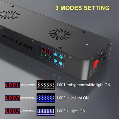 Phlizon Timer Control Dimmable 165W LED Aquarium Light with Temperature Monitor Full Spectrum Fish Tank Light for Grow Coral Reef Marine Fish Tank LPS/SPS Phlizon