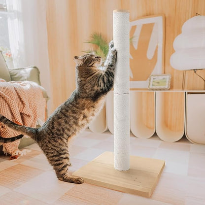Necoichi 31.5” Tall Cat Scratching Post Kitten Scratcher Paper Rope Scratch Posts Trees with Hanging for Indoor Cats (31.5 inches for Adult Cats, Large, Oak) - PAWPICO