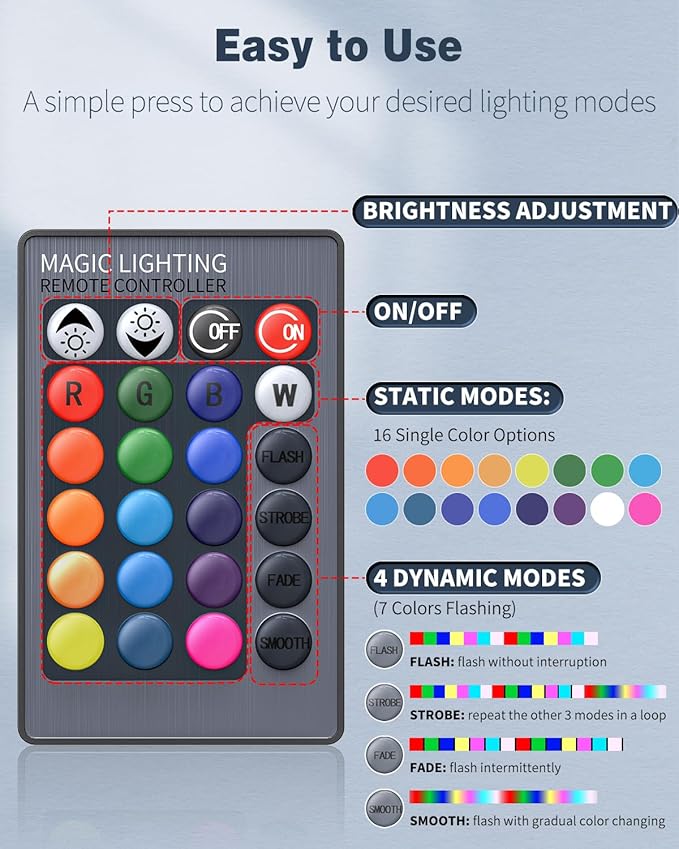 Pawfly Aquarium Air Bubble LED Light Fish Tank Underwater Bubbler Light Aquarium Air Stone Disc with 4 Lighting Modes & 16 Color Changing Effects Multi-Colored Bubbling Light for Fish Tank Decoration Pawfly