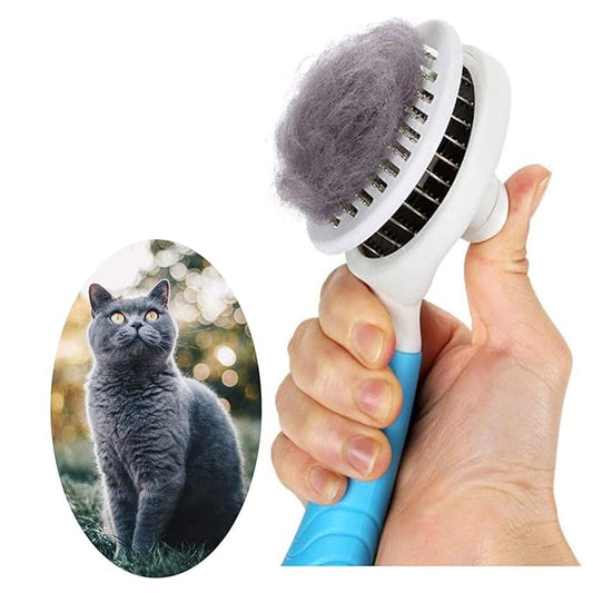 Cat Self Cleaning Slicker Brush, Pets Skin Friendly Cat Brush for Dogs Cats Grooming Brush Tool Easy to Remove Loose Undercoat, Mats Tangled Hair Slicker Massage Cats Dogs Brush - Upgraded - PAWPICO