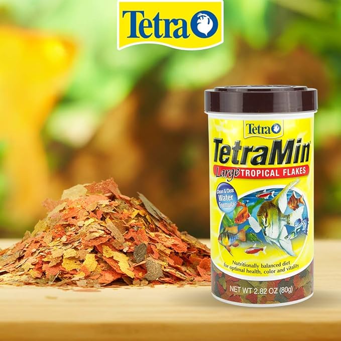 Tetra TetraMin XL Tropical Flakes 2.82 Ounces, Large Flakes, Nutritionally Balanced Fish Food, Tetra TetraMin Large Tropical Fish Flake Food, 2.82 oz Tetra